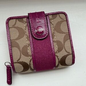 Coach Fuchsia and Tan Women's Wallet